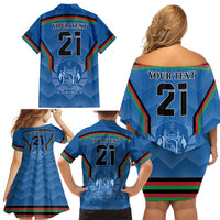 Custom Afghanistan Cricket Family Matching Off Shoulder Short Dress and Hawaiian Shirt Afghan Coat Of Arm with Special Flag LT9 - Wonder Print Shop