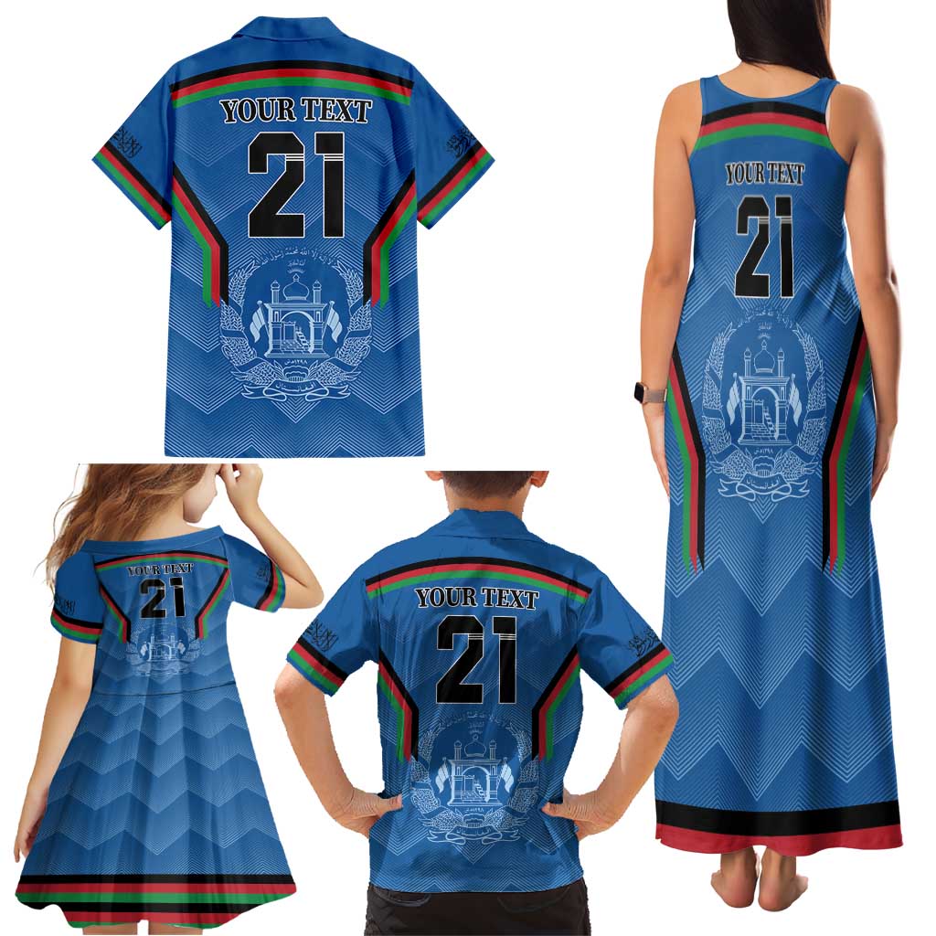 Custom Afghanistan Cricket Family Matching Tank Maxi Dress and Hawaiian Shirt Afghan Coat Of Arm with Special Flag - Wonder Print Shop
