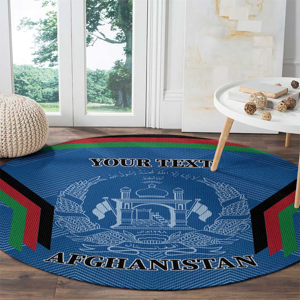 Custom Afghanistan Cricket Round Carpet Afghan Coat Of Arm with Special Flag