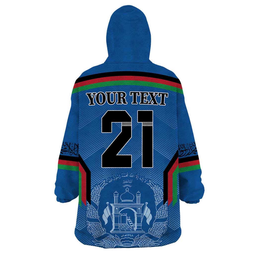 Custom Afghanistan Cricket Wearable Blanket Hoodie Afghan Coat Of Arm with Special Flag - Wonder Print Shop