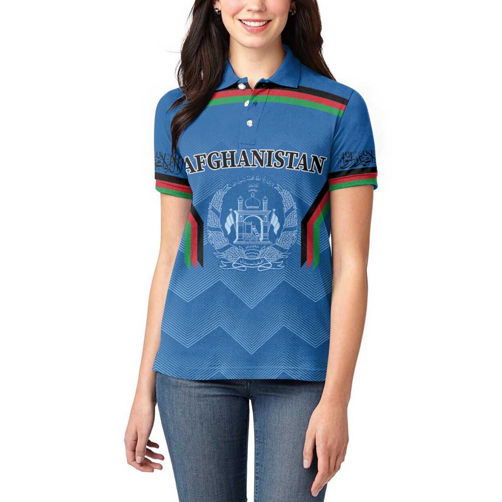 Custom Afghanistan Cricket Women Polo Shirt Afghan Coat Of Arm with Special Flag - Wonder Print Shop