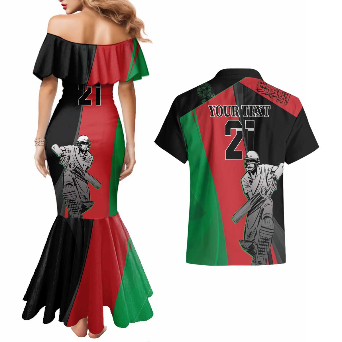 Custom Afghanistan Cricket Couples Matching Mermaid Dress and Hawaiian Shirt Sporty Version LT9 - Wonder Print Shop