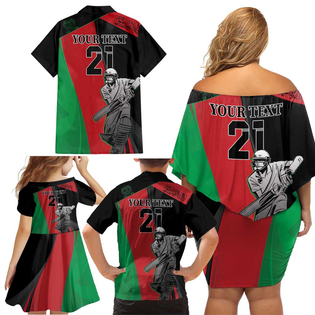 Custom Afghanistan Cricket Family Matching Off Shoulder Short Dress and Hawaiian Shirt Sporty Version LT9 - Wonder Print Shop