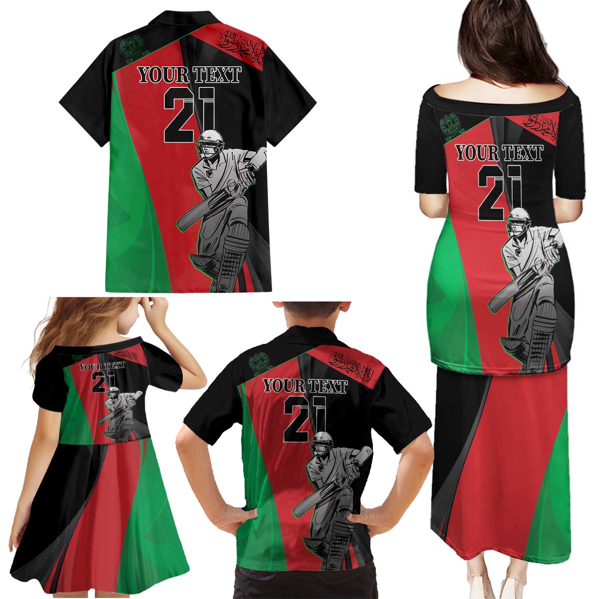 Custom Afghanistan Cricket Family Matching Puletasi and Hawaiian Shirt Sporty Version - Wonder Print Shop