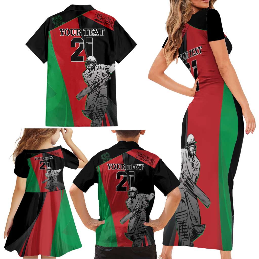 Custom Afghanistan Cricket Family Matching Short Sleeve Bodycon Dress and Hawaiian Shirt Sporty Version - Wonder Print Shop