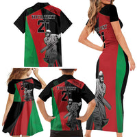 Custom Afghanistan Cricket Family Matching Short Sleeve Bodycon Dress and Hawaiian Shirt Sporty Version - Wonder Print Shop