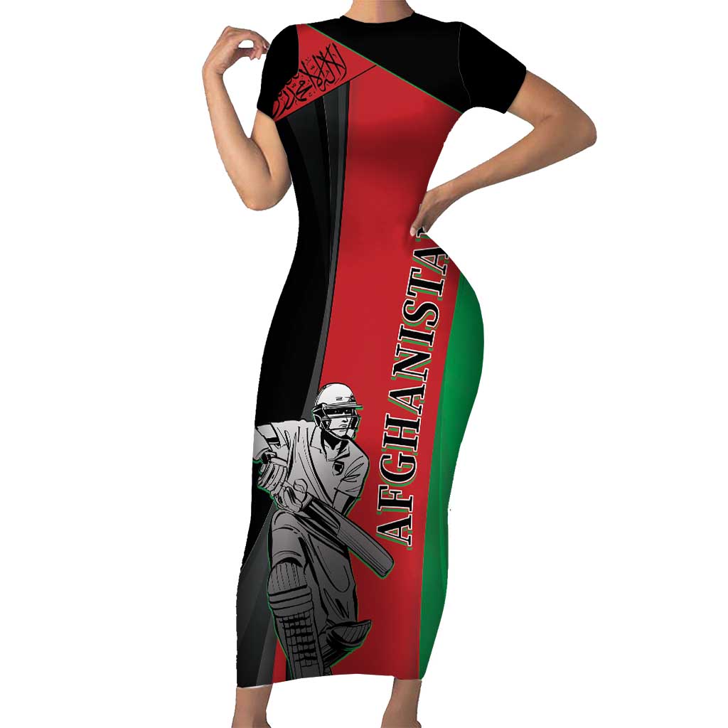 Custom Afghanistan Cricket Family Matching Short Sleeve Bodycon Dress and Hawaiian Shirt Sporty Version - Wonder Print Shop