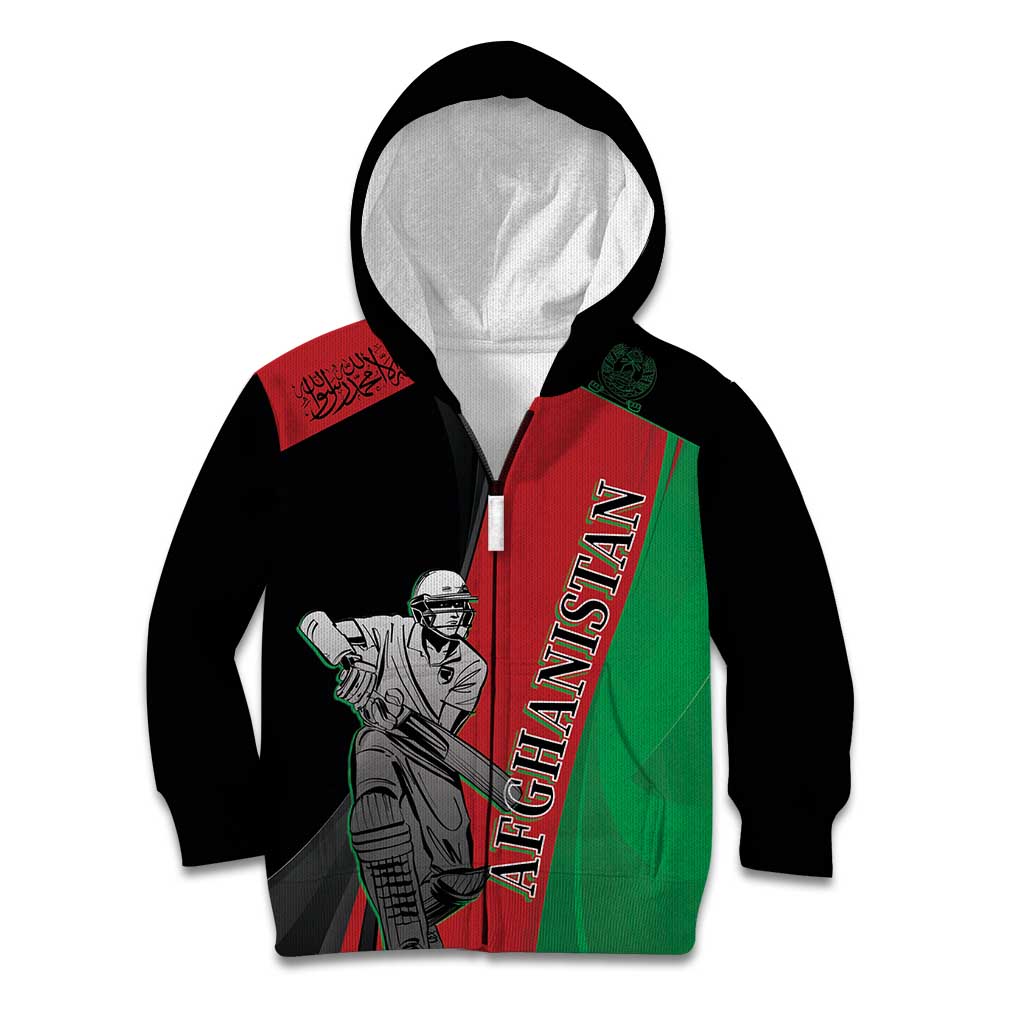 Custom Afghanistan Cricket Kid Hoodie Sporty Version - Wonder Print Shop
