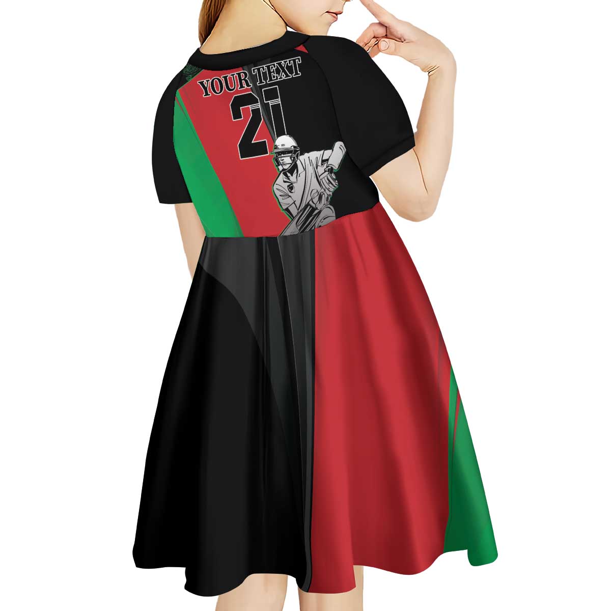 Custom Afghanistan Cricket Kid Short Sleeve Dress Sporty Version - Wonder Print Shop