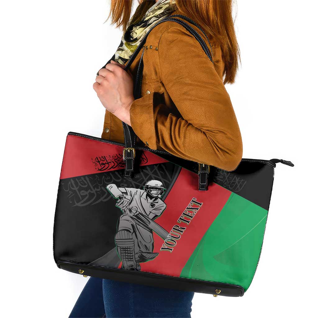 Custom Afghanistan Cricket Leather Tote Bag Sporty Version - Wonder Print Shop