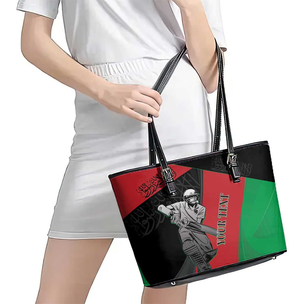 Custom Afghanistan Cricket Leather Tote Bag Sporty Version - Wonder Print Shop