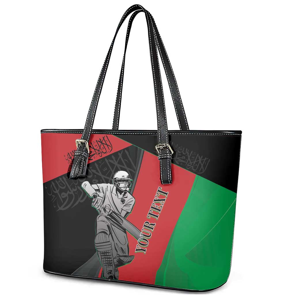 Custom Afghanistan Cricket Leather Tote Bag Sporty Version - Wonder Print Shop