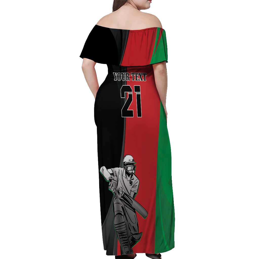 Custom Afghanistan Cricket Off Shoulder Maxi Dress Sporty Version - Wonder Print Shop