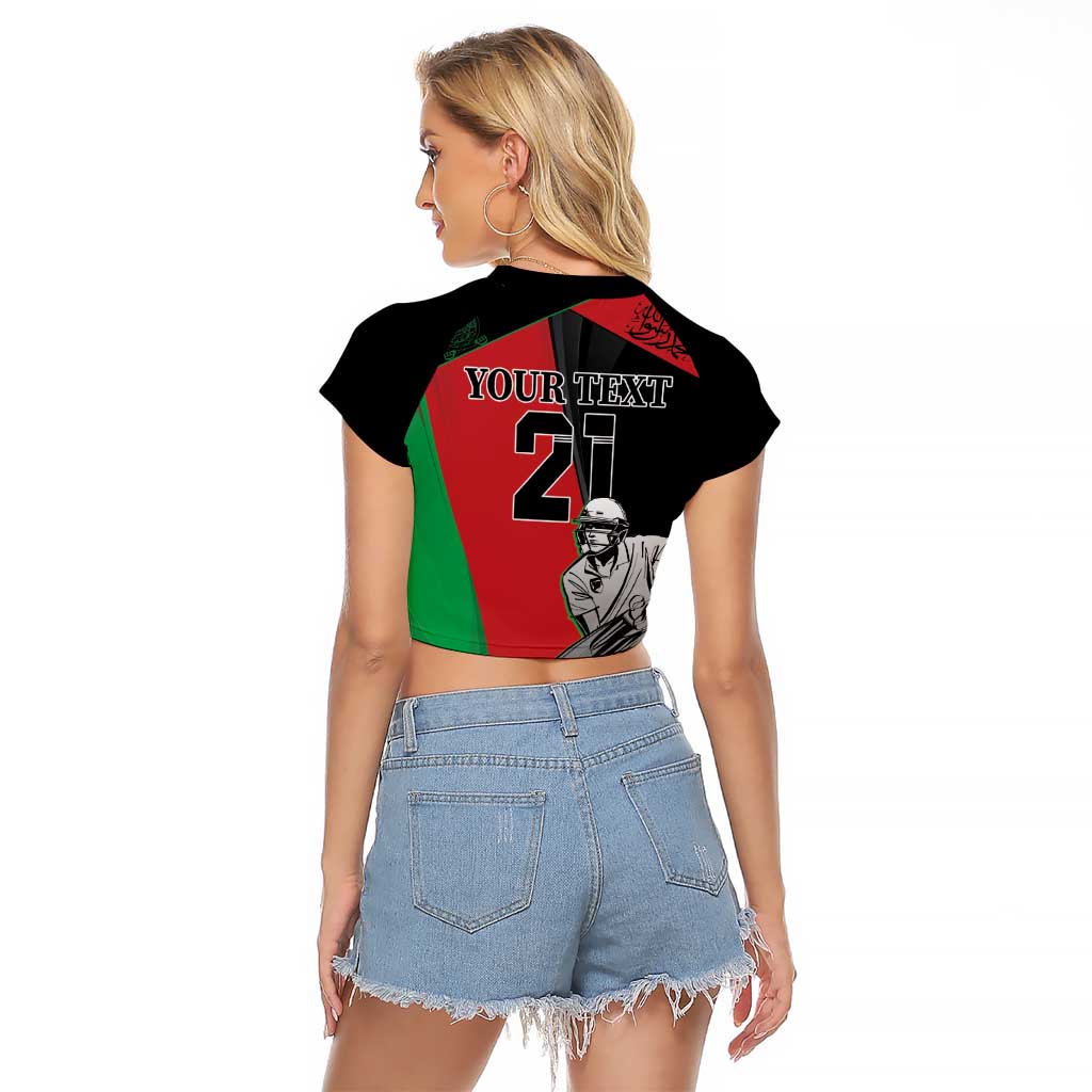 Custom Afghanistan Cricket Raglan Cropped T Shirt Sporty Version - Wonder Print Shop