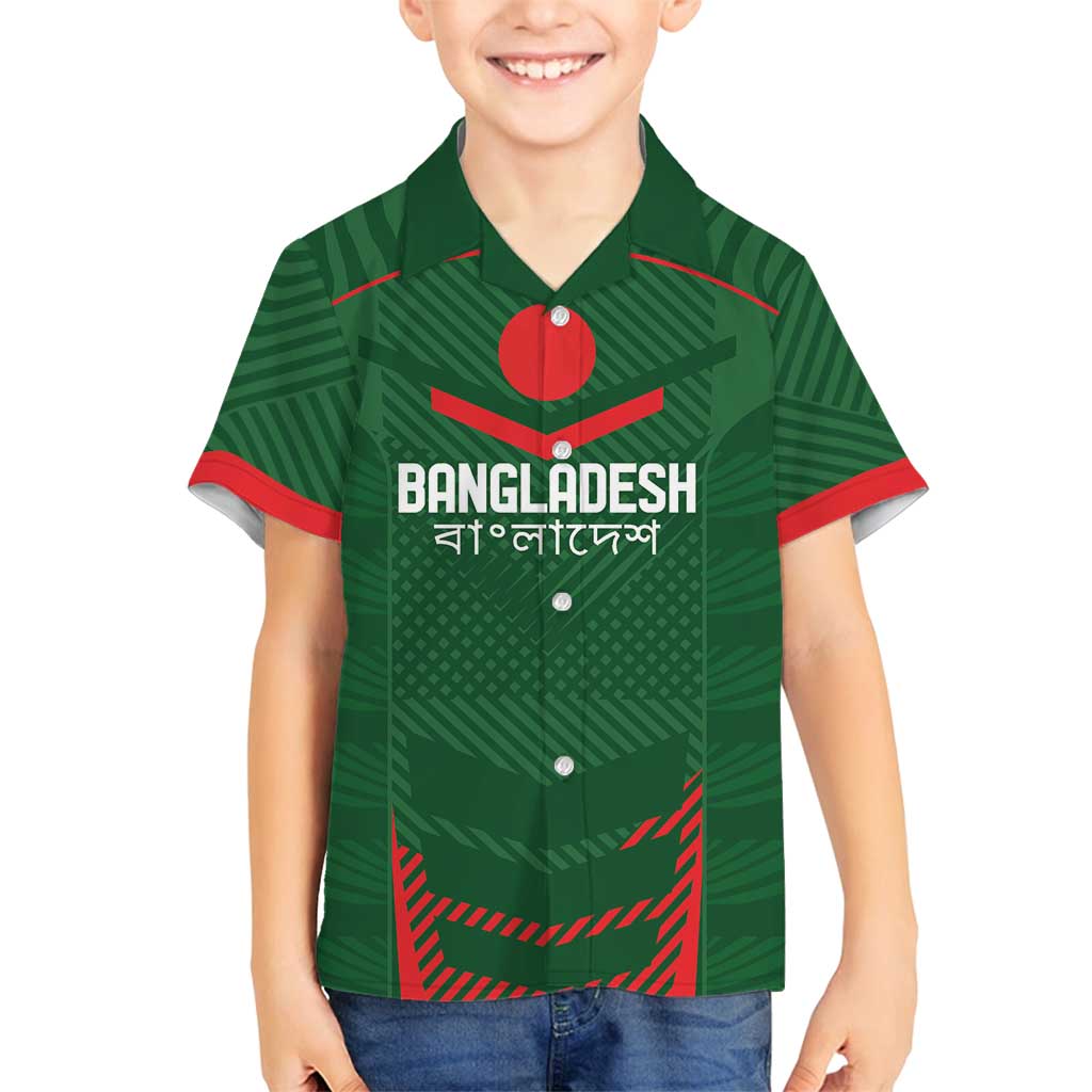 Custom Bangladesh Cricket Family Matching Off Shoulder Short Dress and Hawaiian Shirt Go Tigers Sporty Version LT9 - Wonder Print Shop