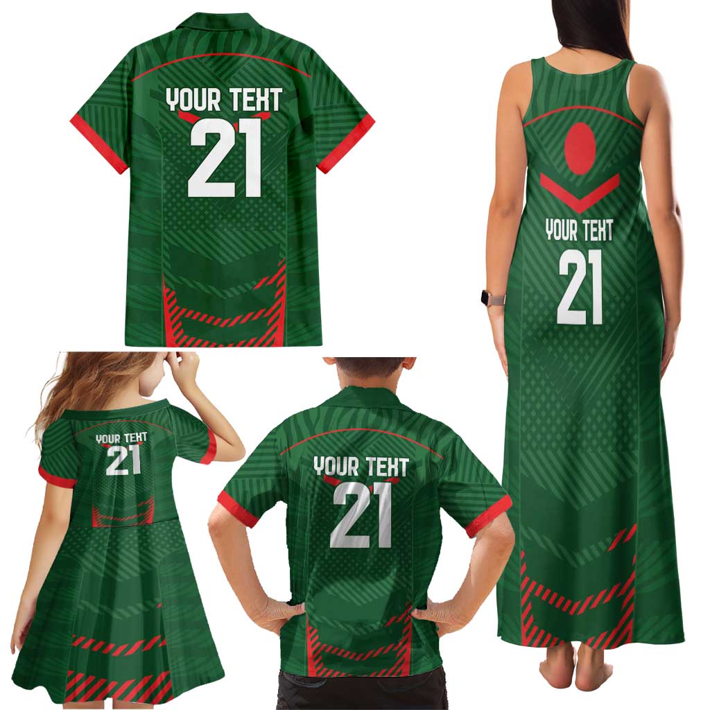 Custom Bangladesh Cricket Family Matching Tank Maxi Dress and Hawaiian Shirt Go Tigers Sporty Version - Wonder Print Shop
