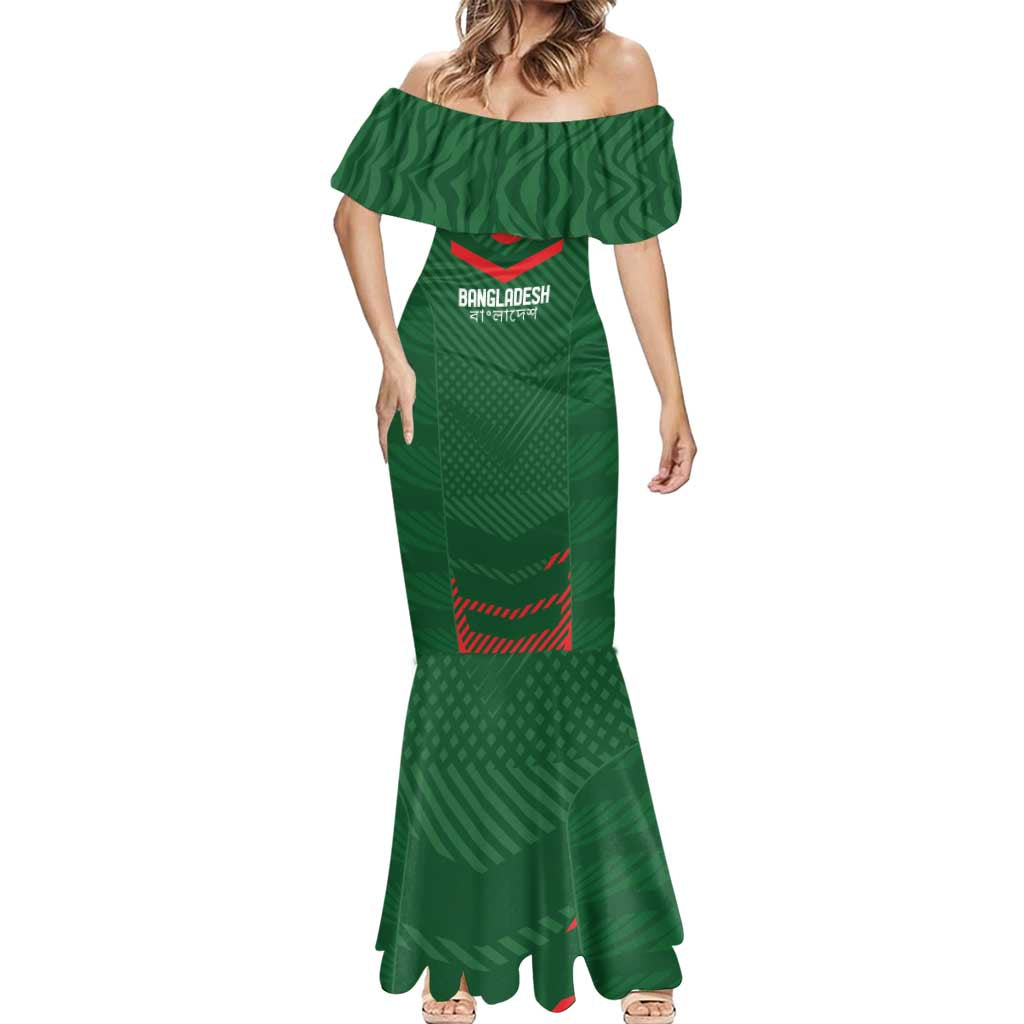 Custom Bangladesh Cricket Mermaid Dress Go Tigers Sporty Version - Wonder Print Shop