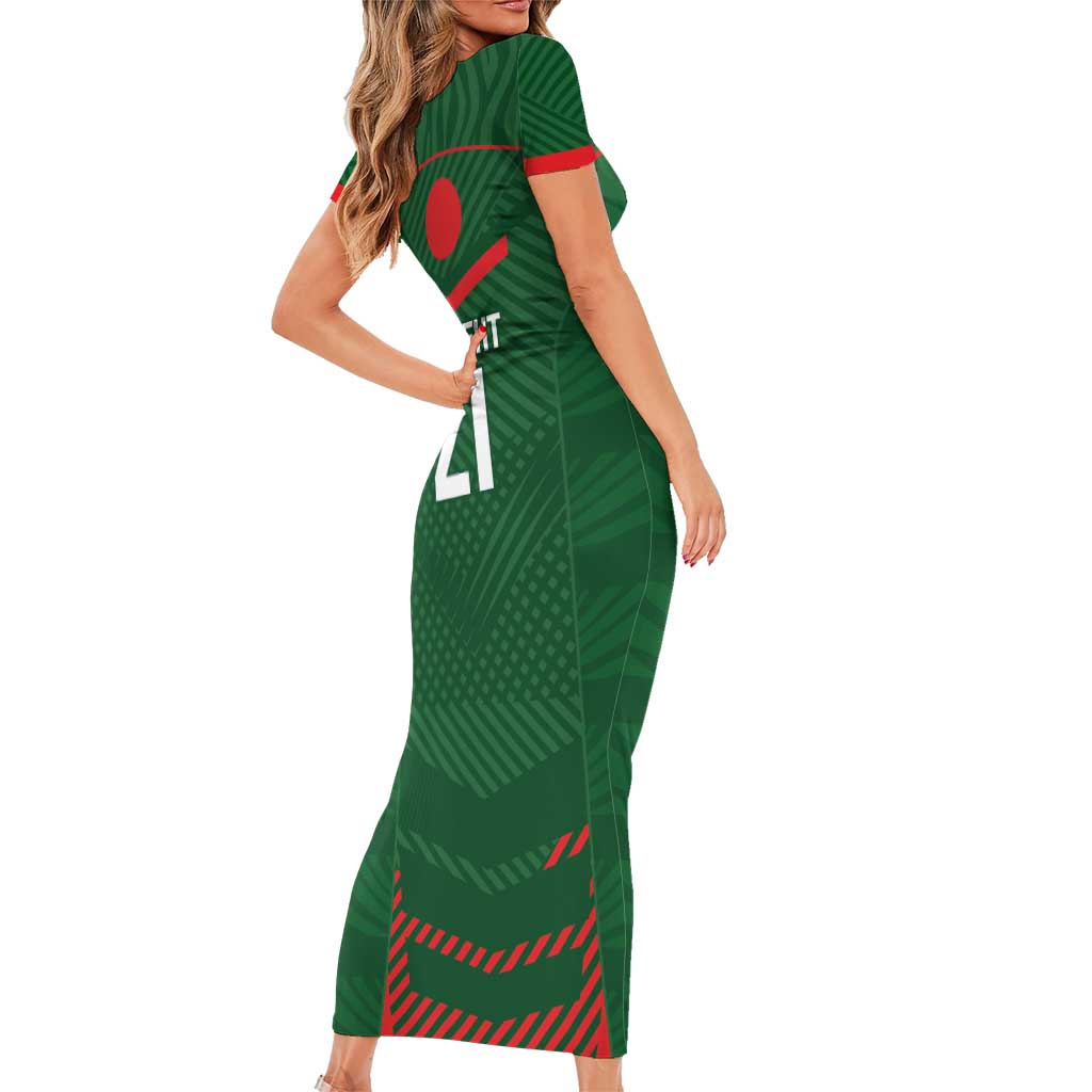 Custom Bangladesh Cricket Short Sleeve Bodycon Dress Go Tigers Sporty Version - Wonder Print Shop