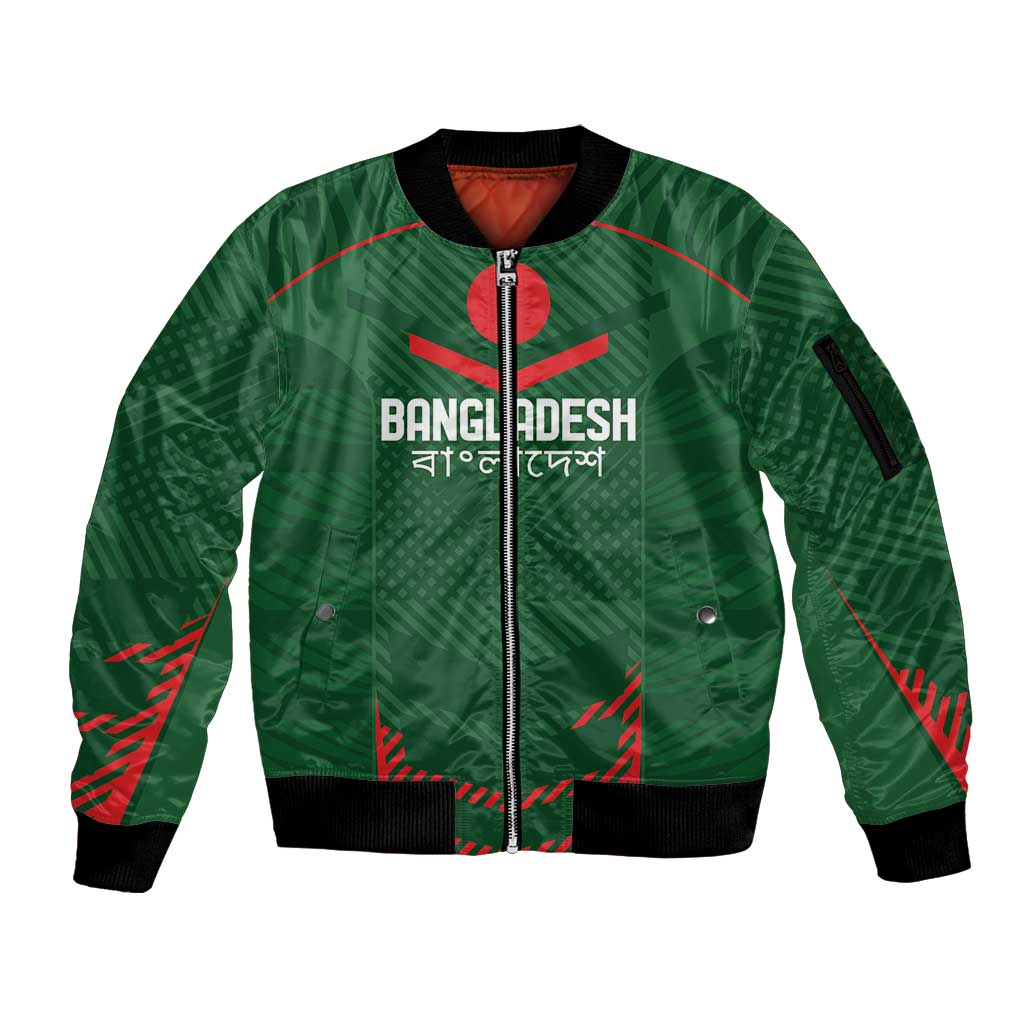 Custom Bangladesh Cricket Sleeve Zip Bomber Jacket Go Tigers Sporty Version - Wonder Print Shop