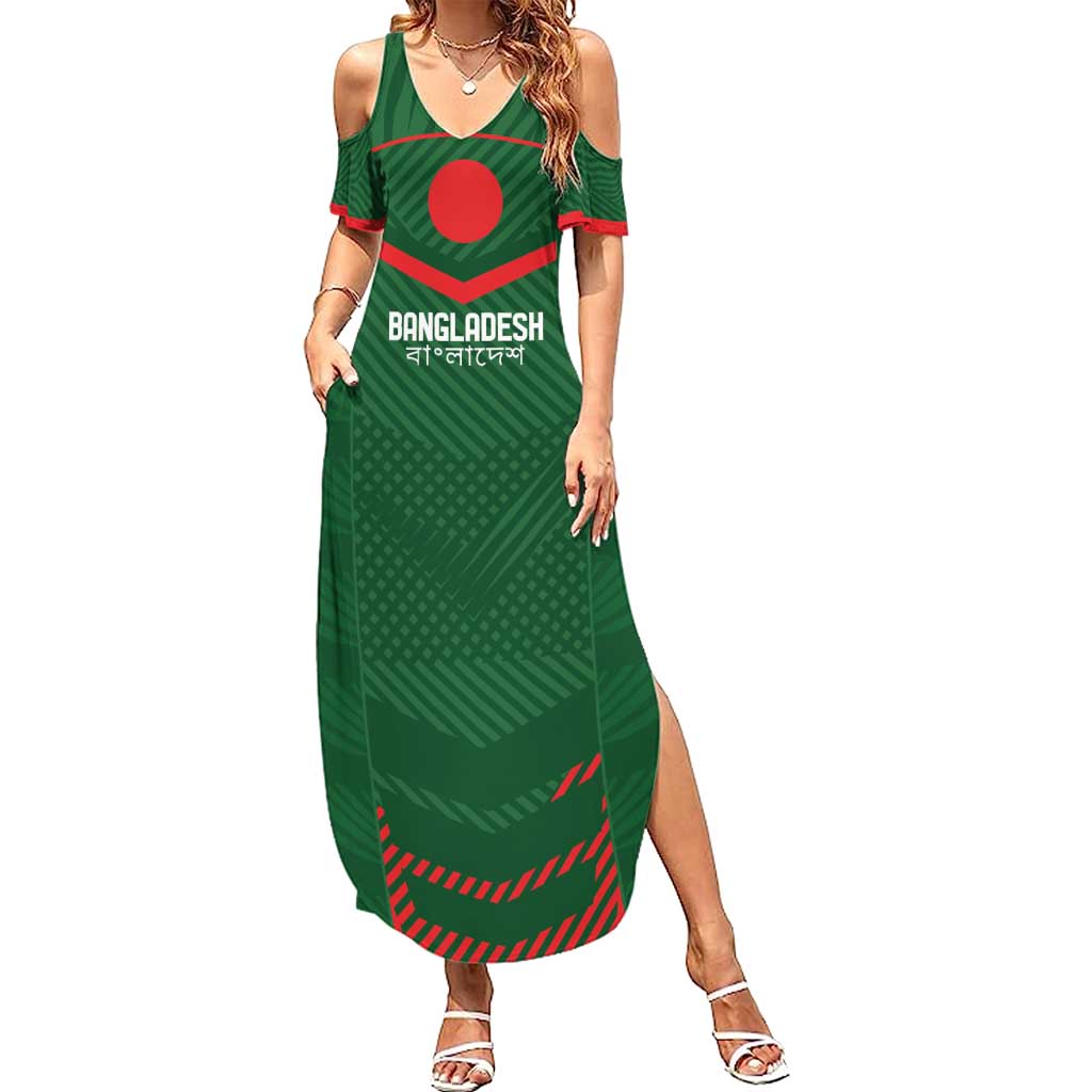 Custom Bangladesh Cricket Summer Maxi Dress Go Tigers Sporty Version - Wonder Print Shop
