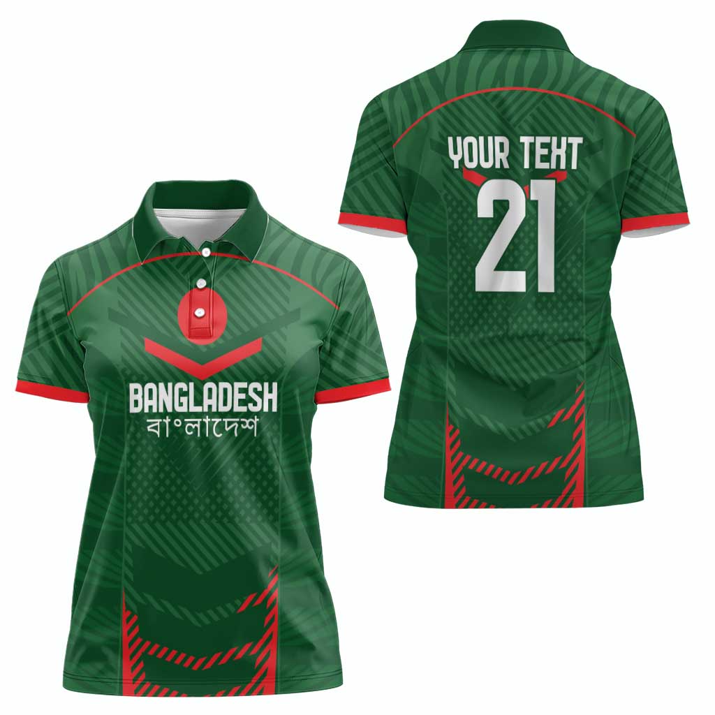 Custom Bangladesh Cricket Women Polo Shirt Go Tigers Sporty Version - Wonder Print Shop