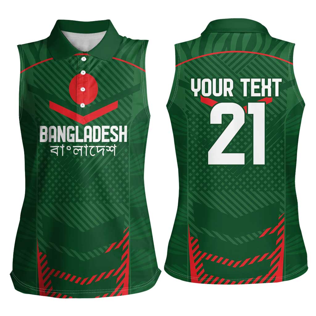 Custom Bangladesh Cricket Women Sleeveless Polo Shirt Go Tigers Sporty Version - Wonder Print Shop