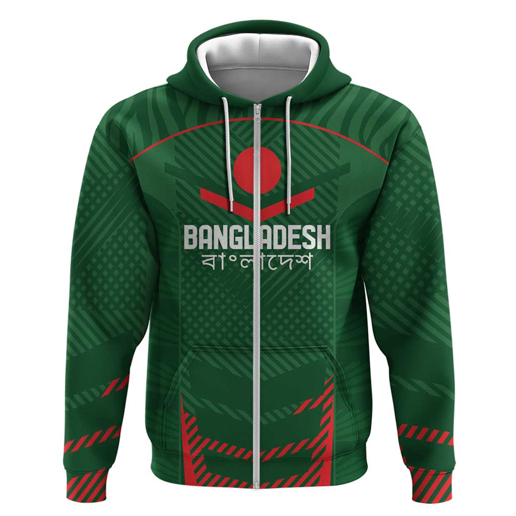 Custom Bangladesh Cricket Zip Hoodie Go Tigers Sporty Version - Wonder Print Shop
