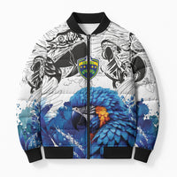 Custom Brasil Concept Guacamayo 2026 Floral Bomber Puffer Jacket Blue Edition