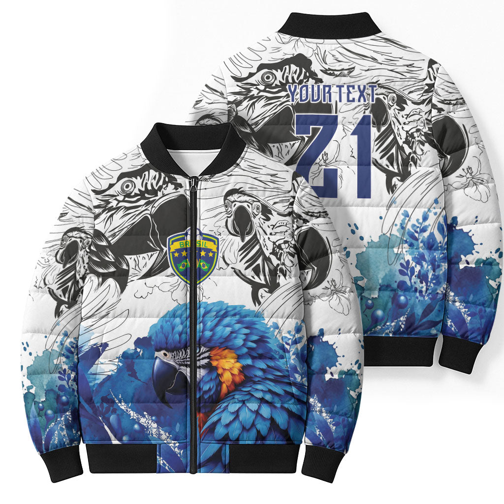 Custom Brasil Concept Guacamayo 2026 Floral Bomber Puffer Jacket Blue Edition