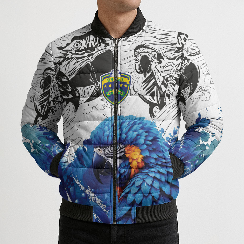 Custom Brasil Concept Guacamayo 2026 Floral Bomber Puffer Jacket Blue Edition