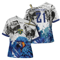Custom Brasil Concept Guacamayo 2026 Floral Cross Shoulder Shirt Blue Edition
