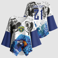 Custom Brasil Concept Guacamayo 2026 Floral Kimono Sleeve Blouse Blue Edition