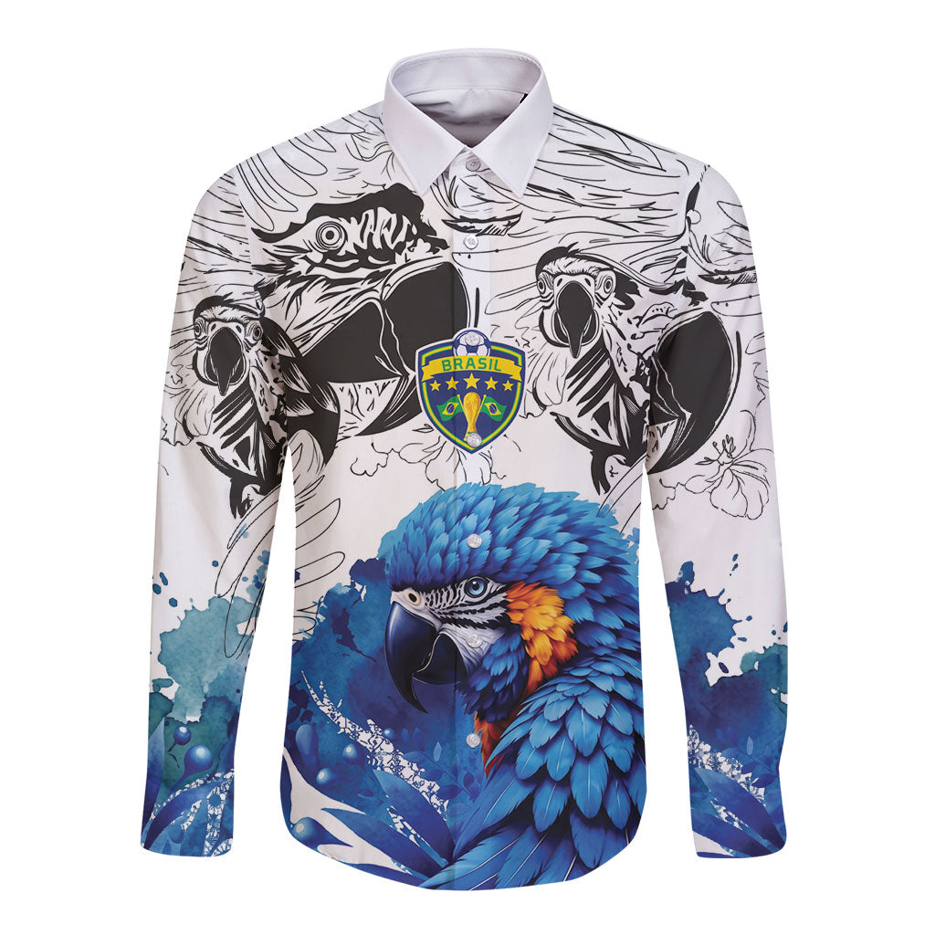 Custom Brasil Concept Guacamayo 2026 Floral Long Sleeve Button Shirt Blue Edition