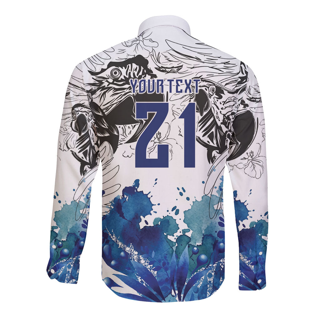 Custom Brasil Concept Guacamayo 2026 Floral Long Sleeve Button Shirt Blue Edition
