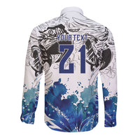 Custom Brasil Concept Guacamayo 2026 Floral Long Sleeve Button Shirt Blue Edition
