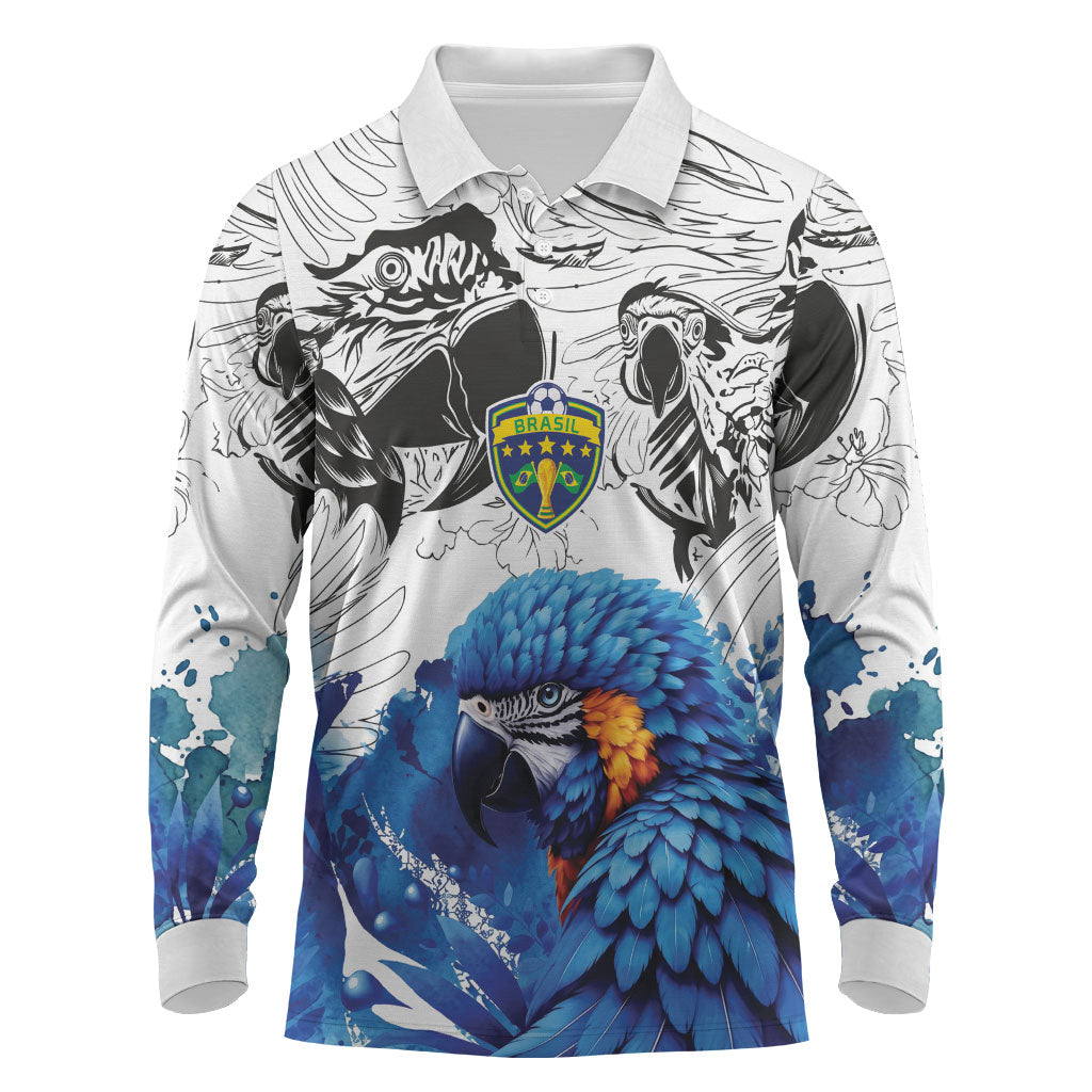 Custom Brasil Concept Guacamayo 2026 Floral Long Sleeve Polo Shirt Blue Edition
