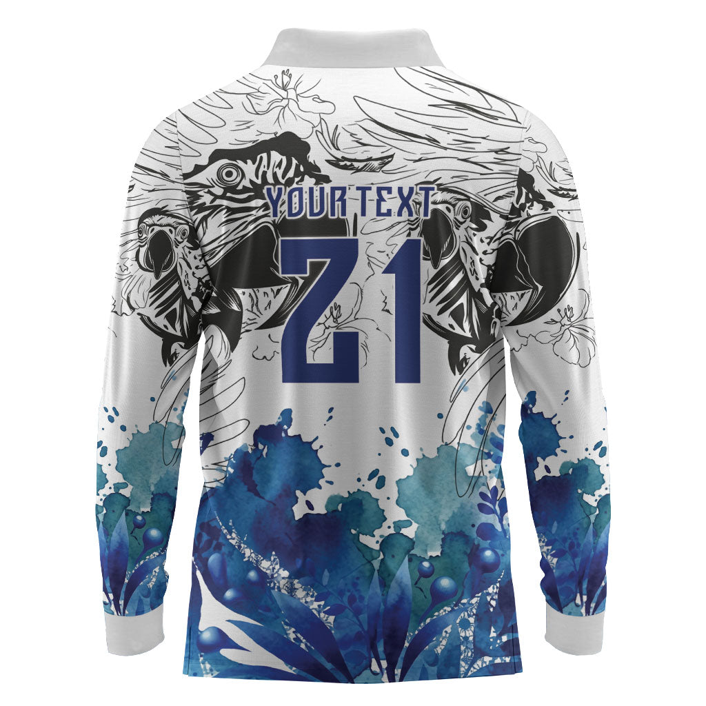 Custom Brasil Concept Guacamayo 2026 Floral Long Sleeve Polo Shirt Blue Edition