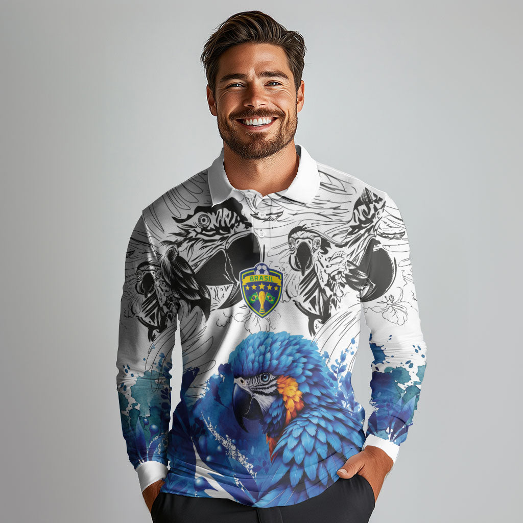 Custom Brasil Concept Guacamayo 2026 Floral Long Sleeve Polo Shirt Blue Edition