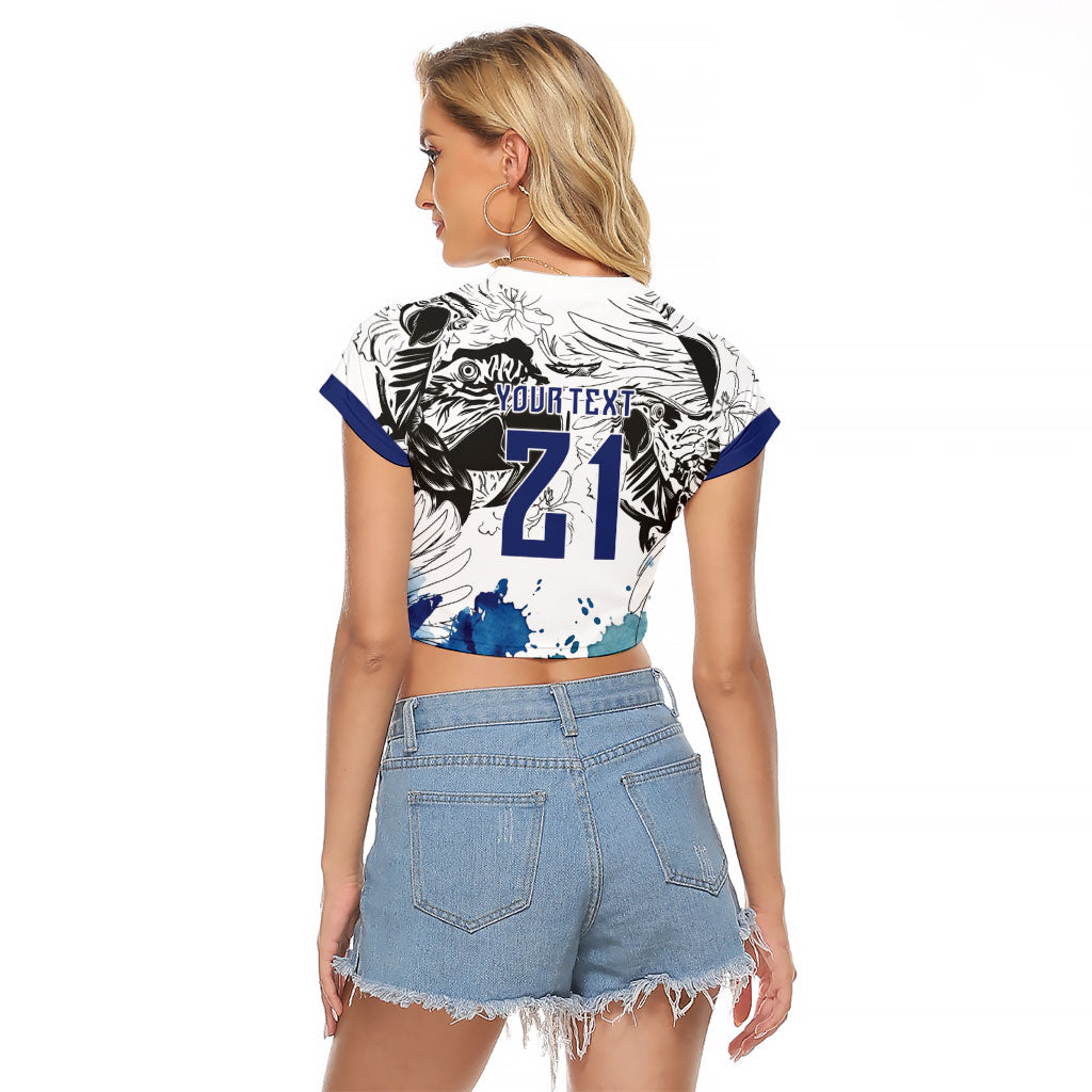 Custom Brasil Concept Guacamayo 2026 Floral Raglan Cropped T Shirt Blue Edition