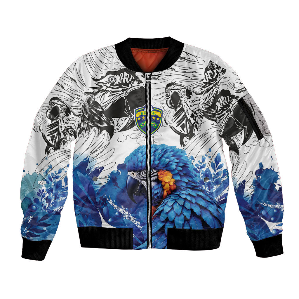 Custom Brasil Concept Guacamayo 2026 Floral Sleeve Zip Bomber Jacket Blue Edition
