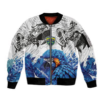 Custom Brasil Concept Guacamayo 2026 Floral Sleeve Zip Bomber Jacket Blue Edition
