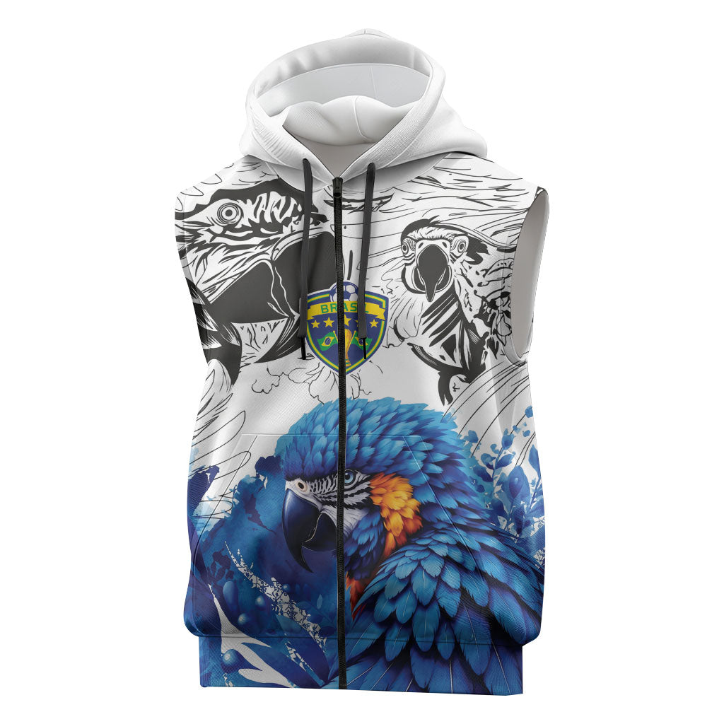 Custom Brasil Concept Guacamayo 2026 Floral Sleeveless Zip Hoodie Blue Edition