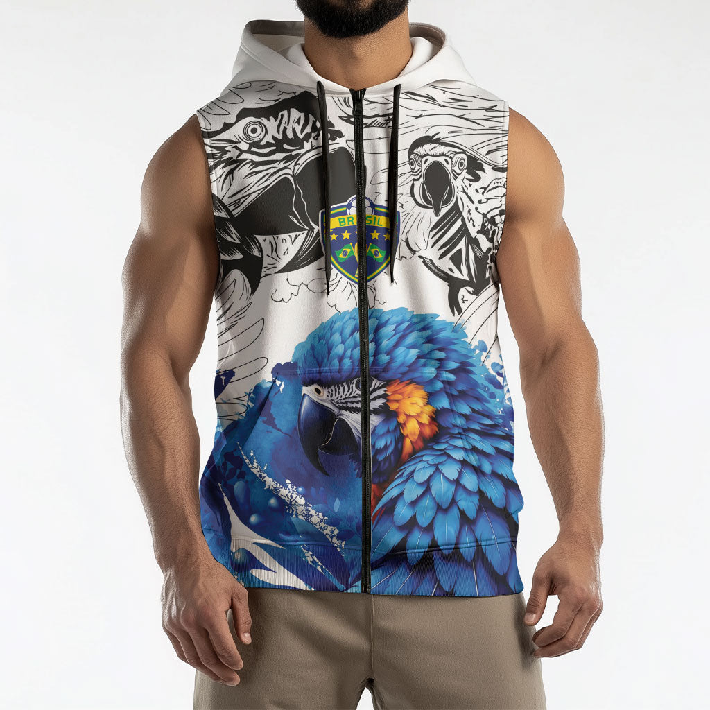 Custom Brasil Concept Guacamayo 2026 Floral Sleeveless Zip Hoodie Blue Edition
