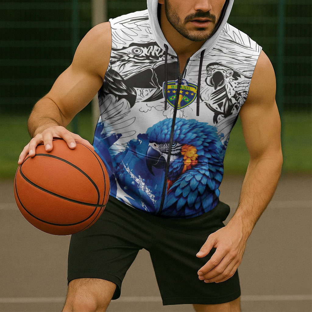 Custom Brasil Concept Guacamayo 2026 Floral Sleeveless Zip Hoodie Blue Edition