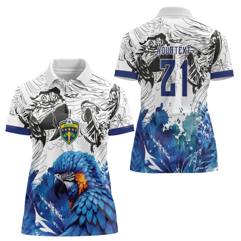 Custom Brasil Concept Guacamayo 2026 Floral Women Polo Shirt Blue Edition