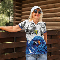 Custom Brasil Concept Guacamayo 2026 Floral Women Polo Shirt Blue Edition