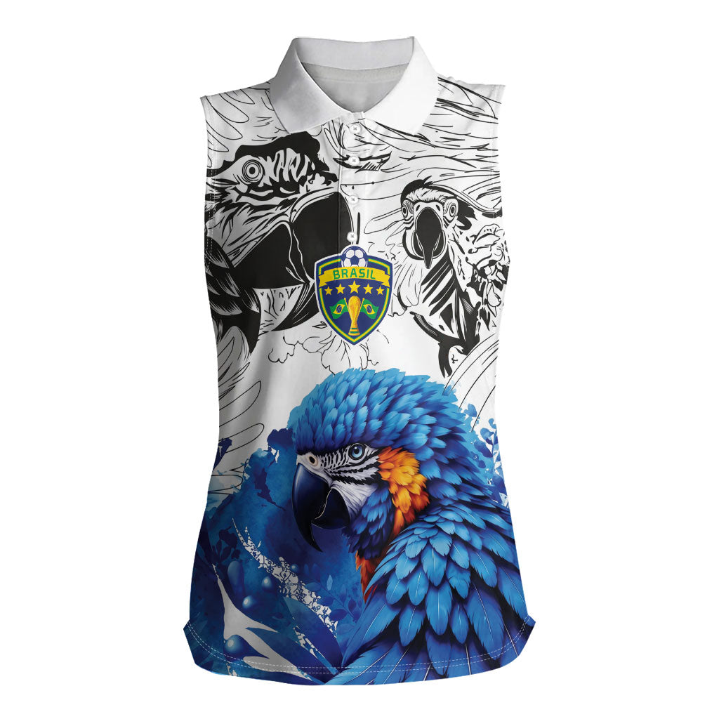 Custom Brasil Concept Guacamayo 2026 Floral Women Sleeveless Polo Shirt Blue Edition