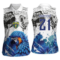 Custom Brasil Concept Guacamayo 2026 Floral Women Sleeveless Polo Shirt Blue Edition