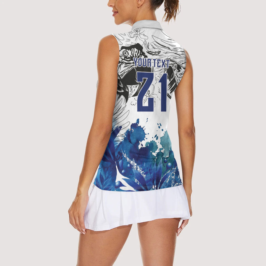 Custom Brasil Concept Guacamayo 2026 Floral Women Sleeveless Polo Shirt Blue Edition