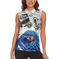 Custom Brasil Concept Guacamayo 2026 Floral Women Sleeveless Polo Shirt Blue Edition